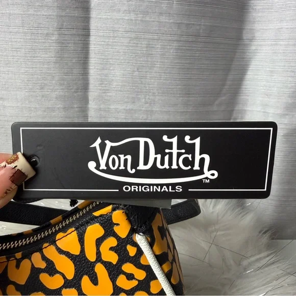 VON DUTCH orange cheetah leopard shoulder bag - Picture 8 of 8